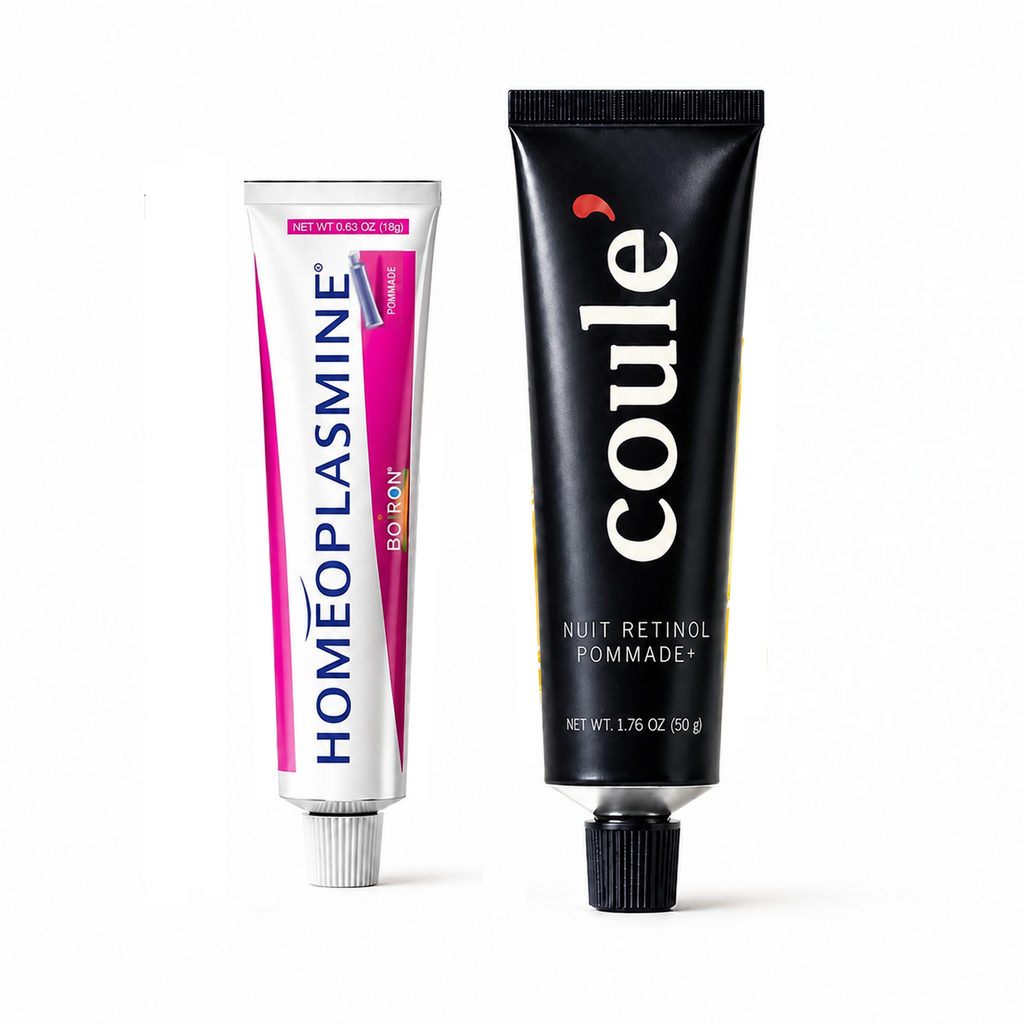 Coule' 50g Retinol & Homeoplasmine 18g French Pharmacy Bundle – Anti Aging Skin Care Repair with Granactive + Encapsulated Retinol, Collagen, Ceramides & Panthenol Pommade and Multipurpose Face Cream Set