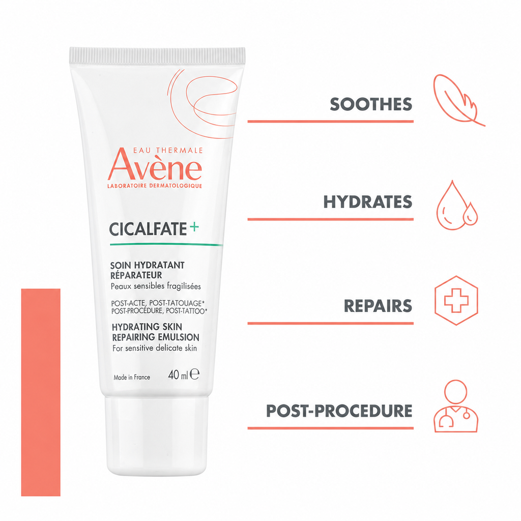 Avène Cicalfate+ Skin Repair Emulsion - 40ml Post-Procedure Body Moisturizer, Lightweight, Soothing, Non-Greasy Hydrator for Sensitive Skin